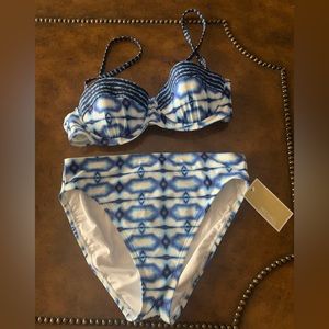 Michael Kors Bikini NWT Summer Breeze Tile Blue White